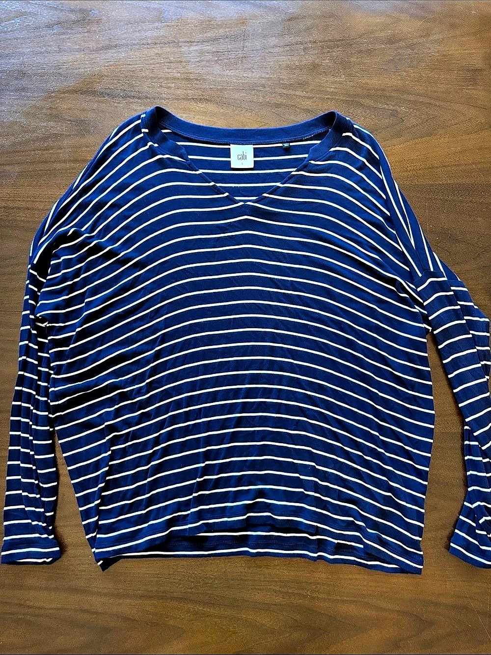 cabi Ahoy Top Striped Long Sleeve Top Blue & White Size Small